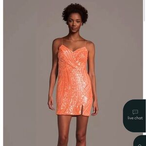 Glamorous Orange Sequin Mini Dress